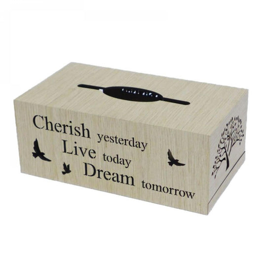 Cherish, Dream & Live - With Saying Tissue Box Cover