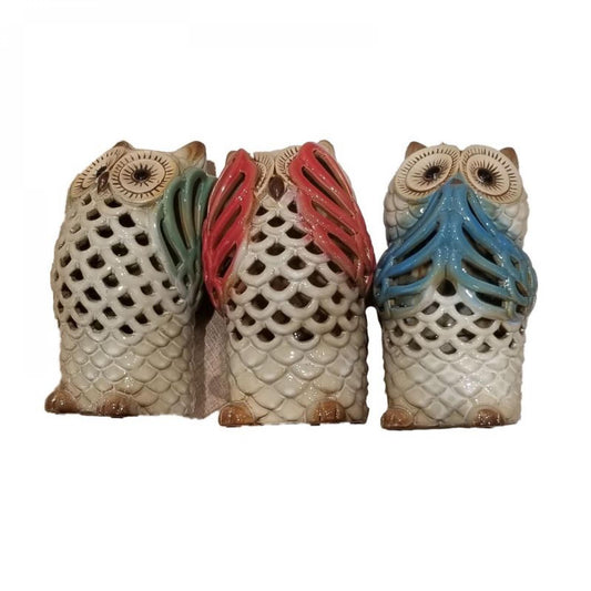 Set Of 3 Hear No, See No, Speak No Evil Owls Figurine