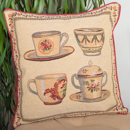 Tapestry Cups, And Sugar Bowls Cushion Cover