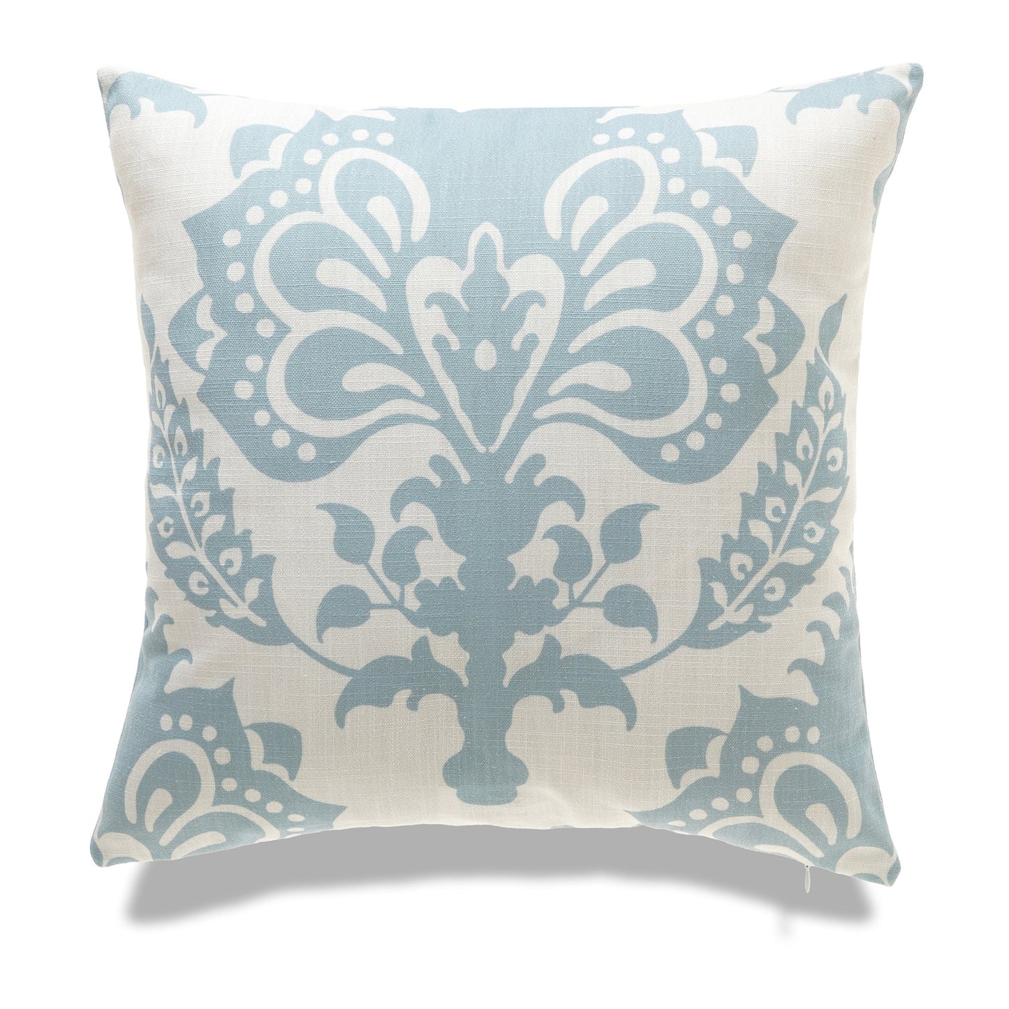 White With Sea Blue Print Andfeather Down Insert Pillow