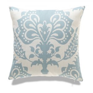 White With Sea Blue Print Andfeather Down Insert Pillow