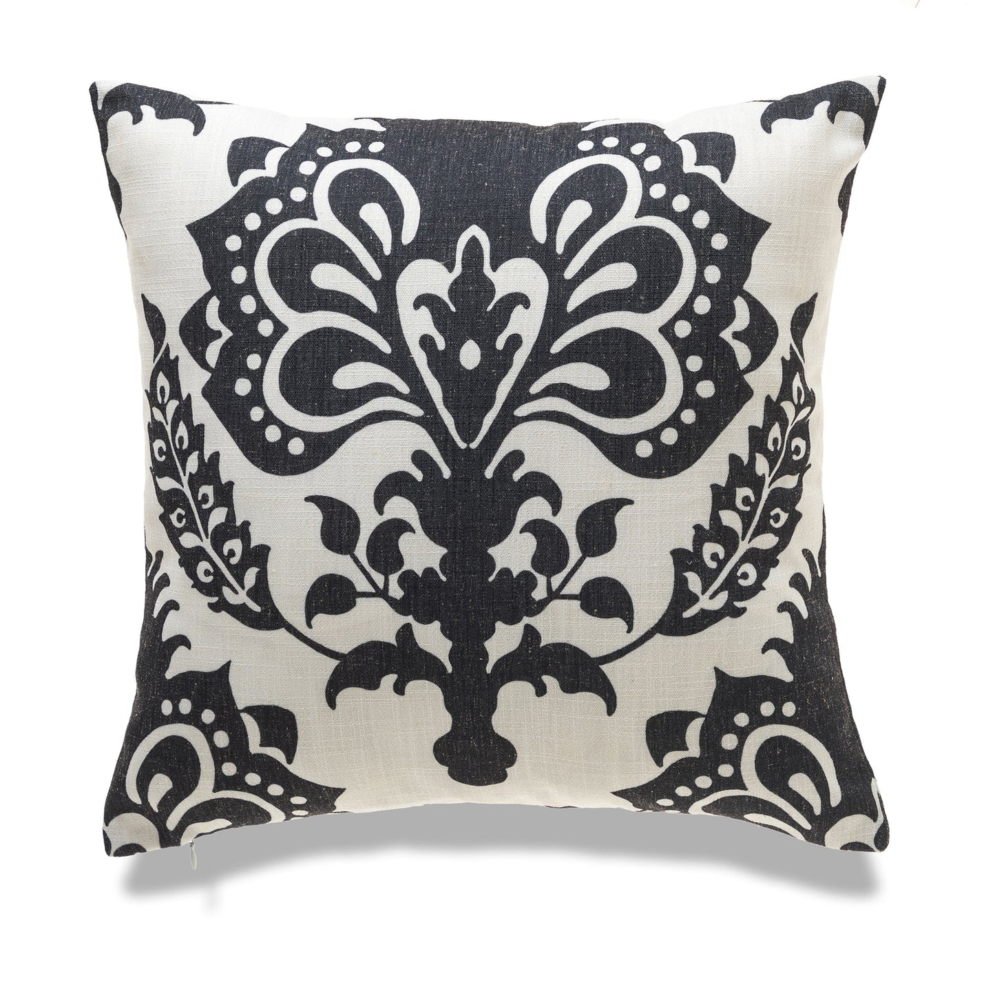 White With Black Print And Feather Down Insert Pillow