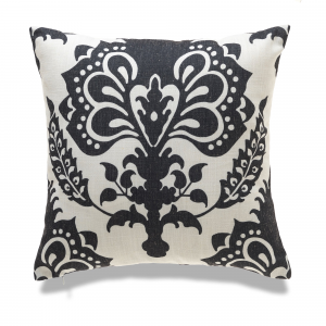 White With Black Print And Feather Down Insert Pillow