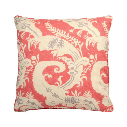 Vienna Red Floral With Polyester Insert Pillow