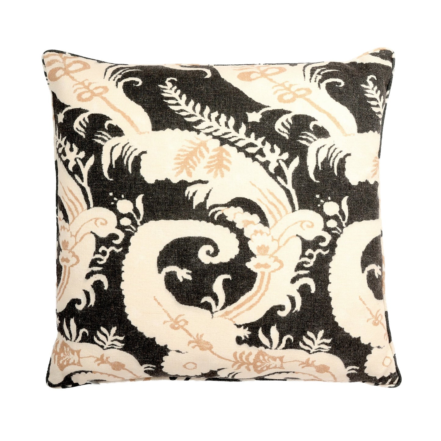 Vienna Black Floral With Polyester Insert Pillow