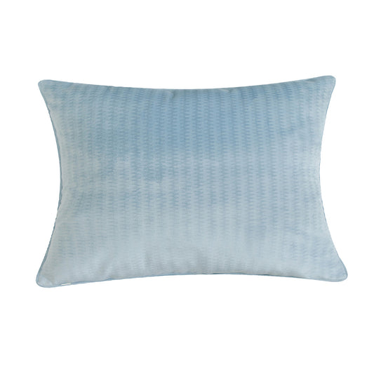 Light Steel Blue Velour Lumbar With Feather Down Insert Pillow