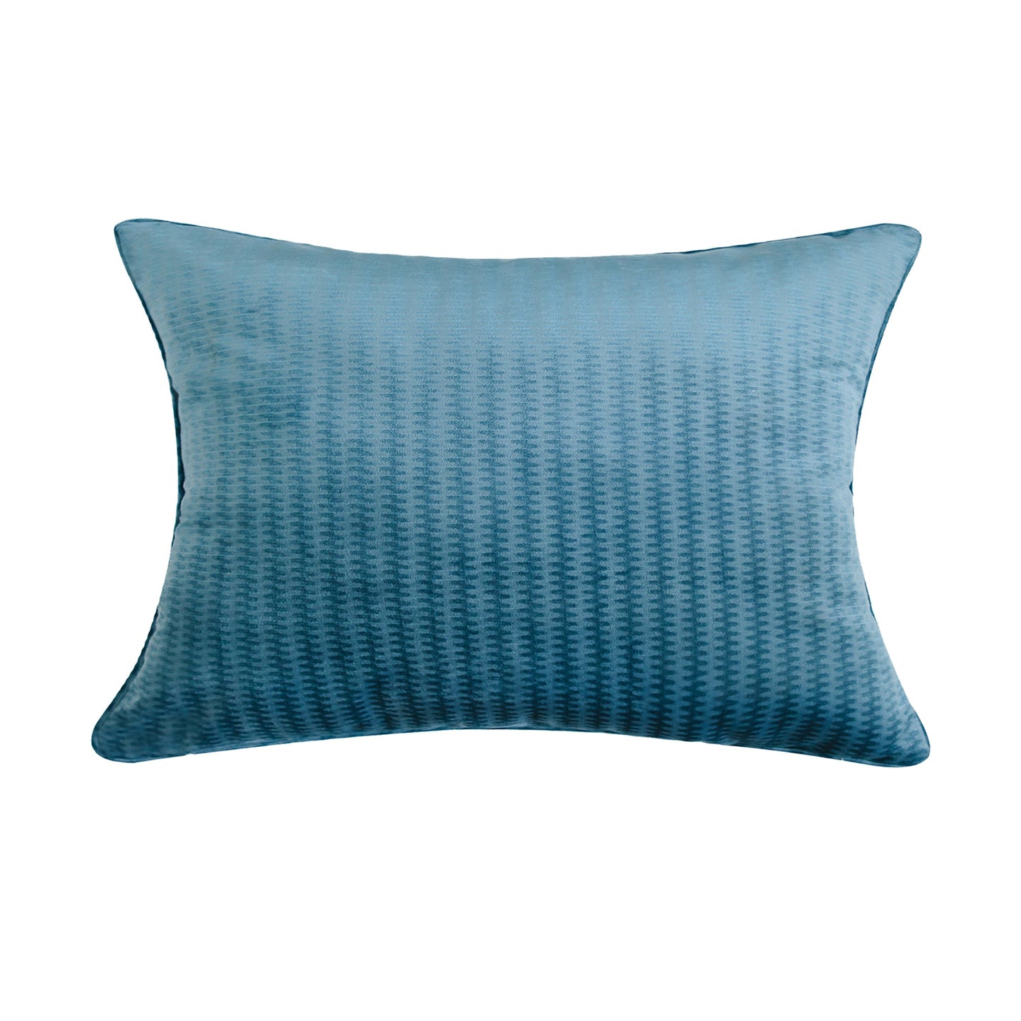 Blue Velour Lumbar With Feather Down Insert Pillow