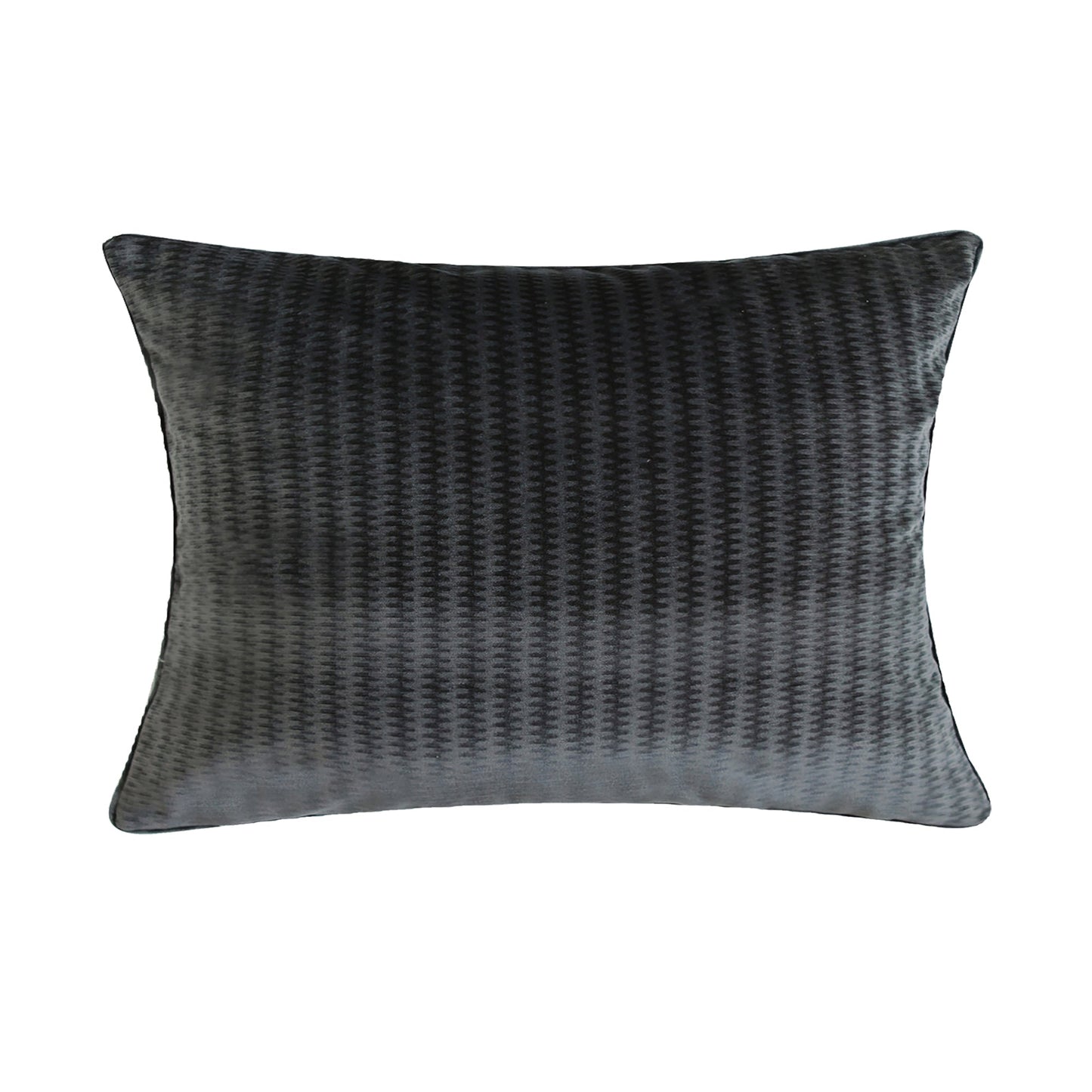 Dark Gray Velour Lumbar With Feather Down Insert Pillow