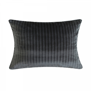 Dark Gray Velour Lumbar With Feather Down Insert Pillow