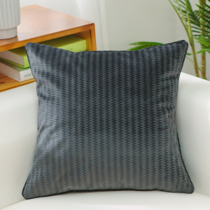 Dark Gray Velour With Feather Down Insert Pillow