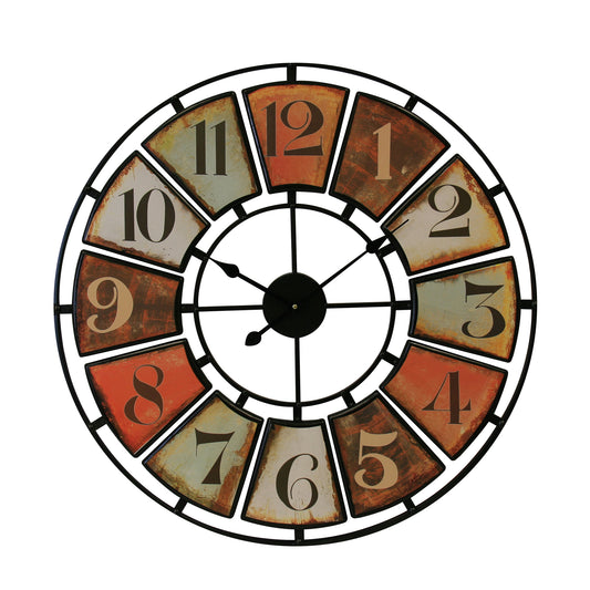 Colorful Numbers On A Metal Frame Wall Clock
