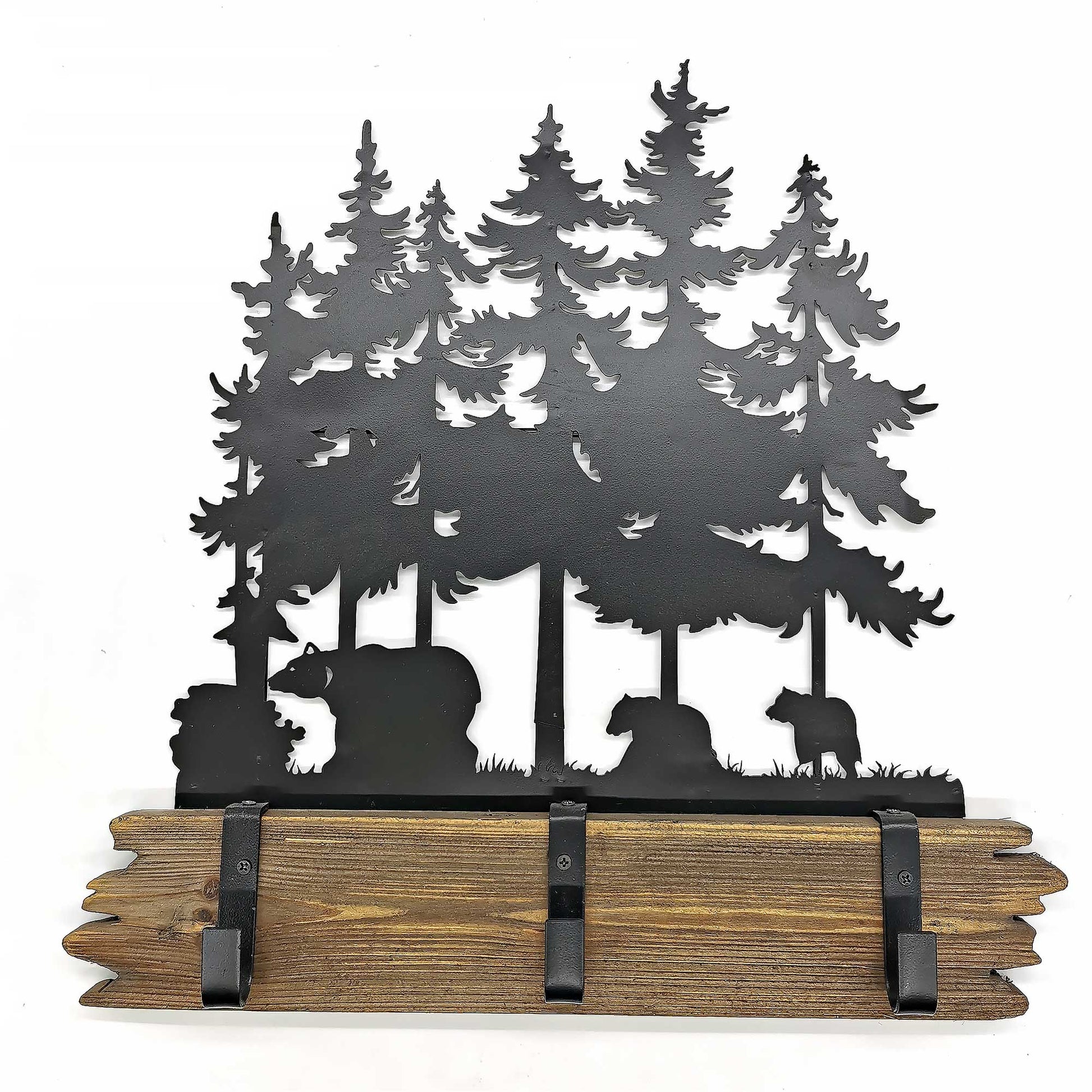 Bears In The Forest With 3 Hooks Wall Hook