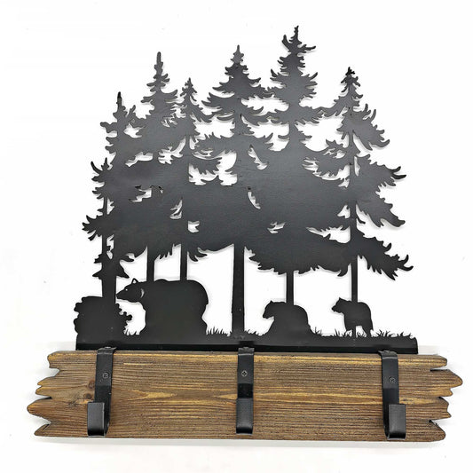Bears In The Forest With 3 Hooks Wall Hook