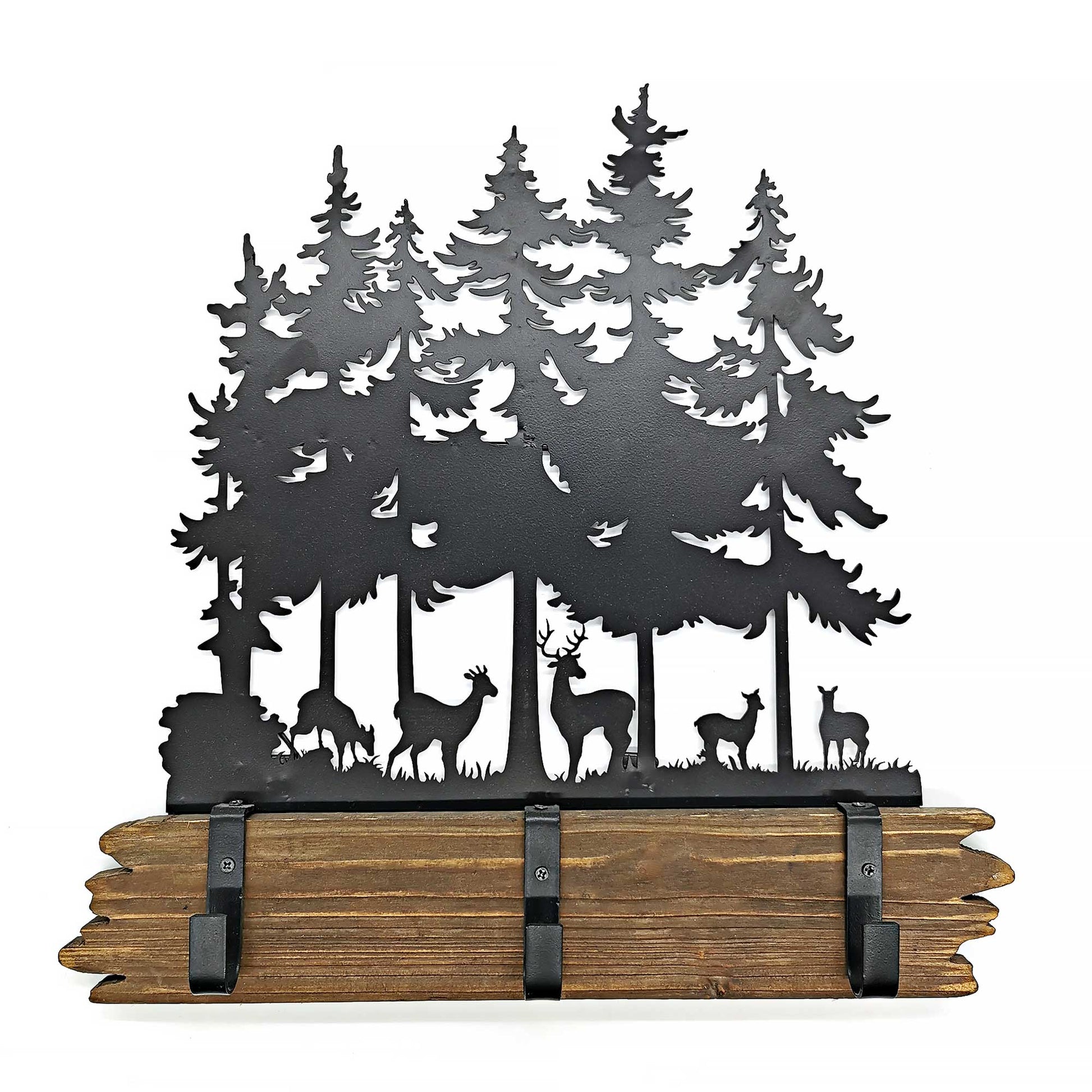 Deers In The Forest With 3 Hooks Wall Hook