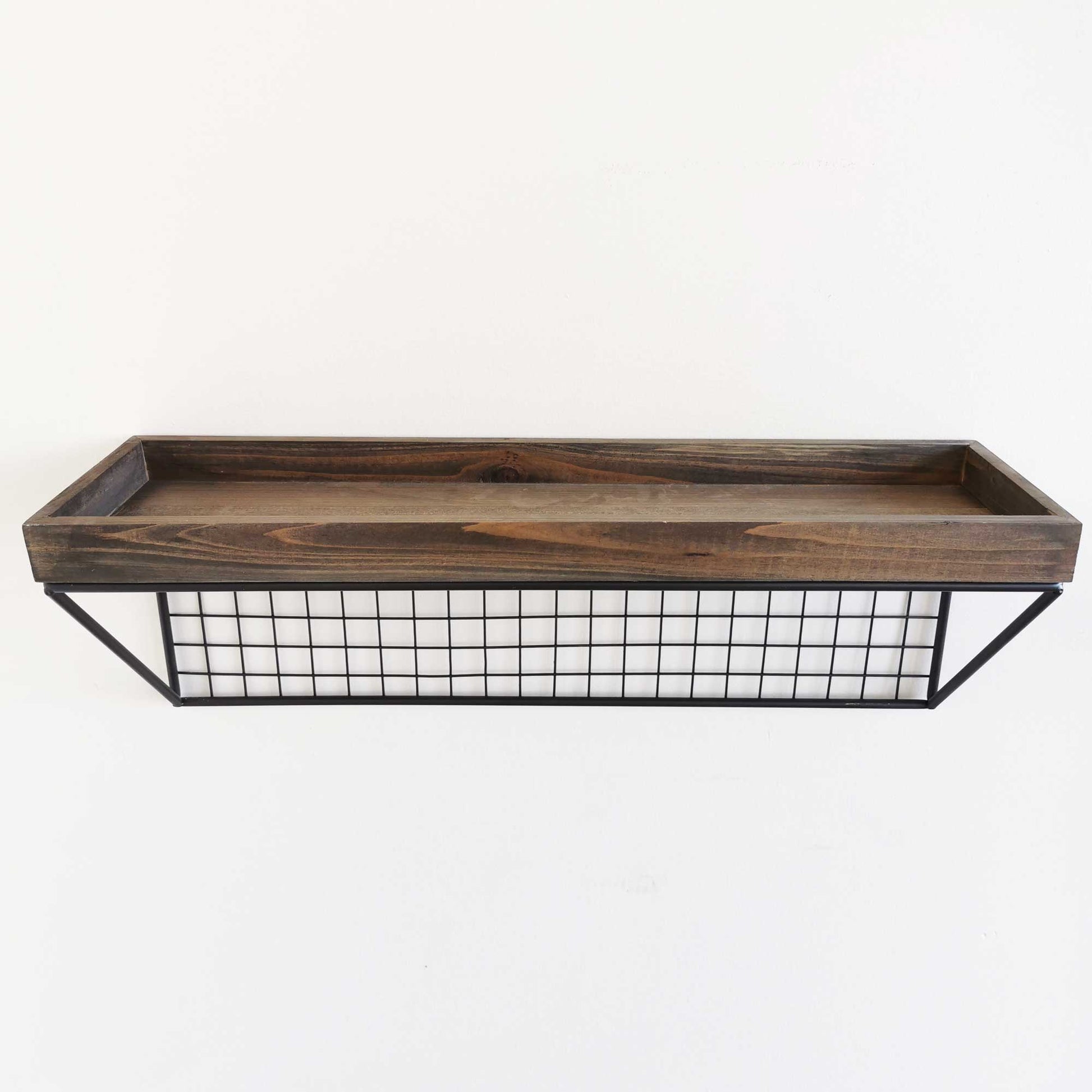 Wire Frame With Wood Wall Shelf