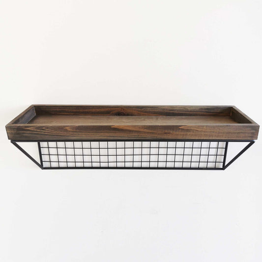 Wire Frame With Wood Wall Shelf