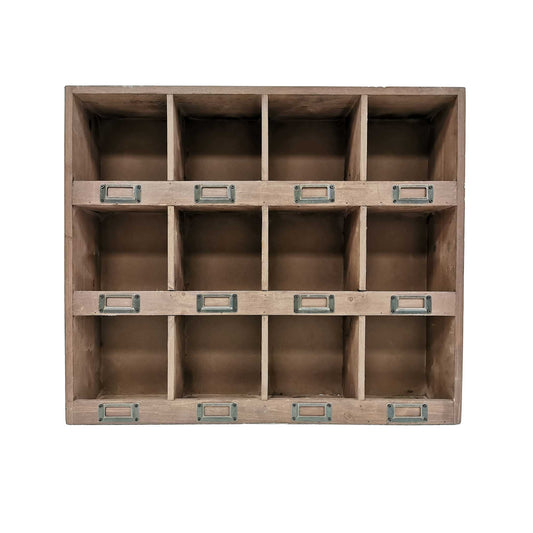 Vintage Look 12 Cube Organizer Wall Shelf