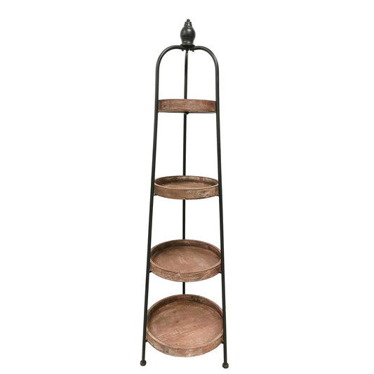 Four Tiered With Metal Finial Stand