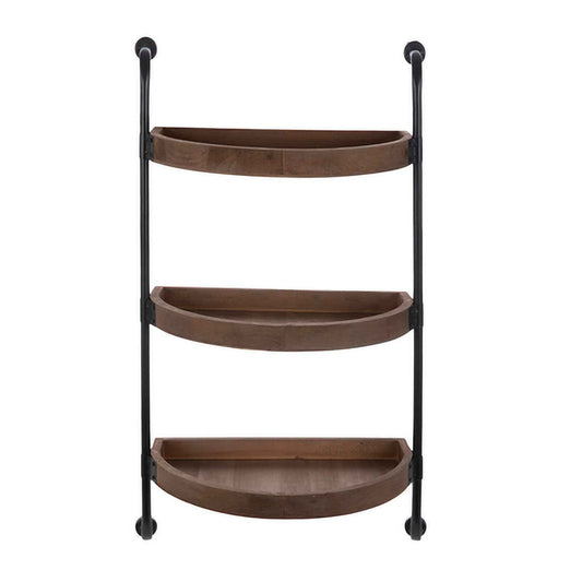 Industrial Look Frame With Half Moon Shelves Wall Shelf
