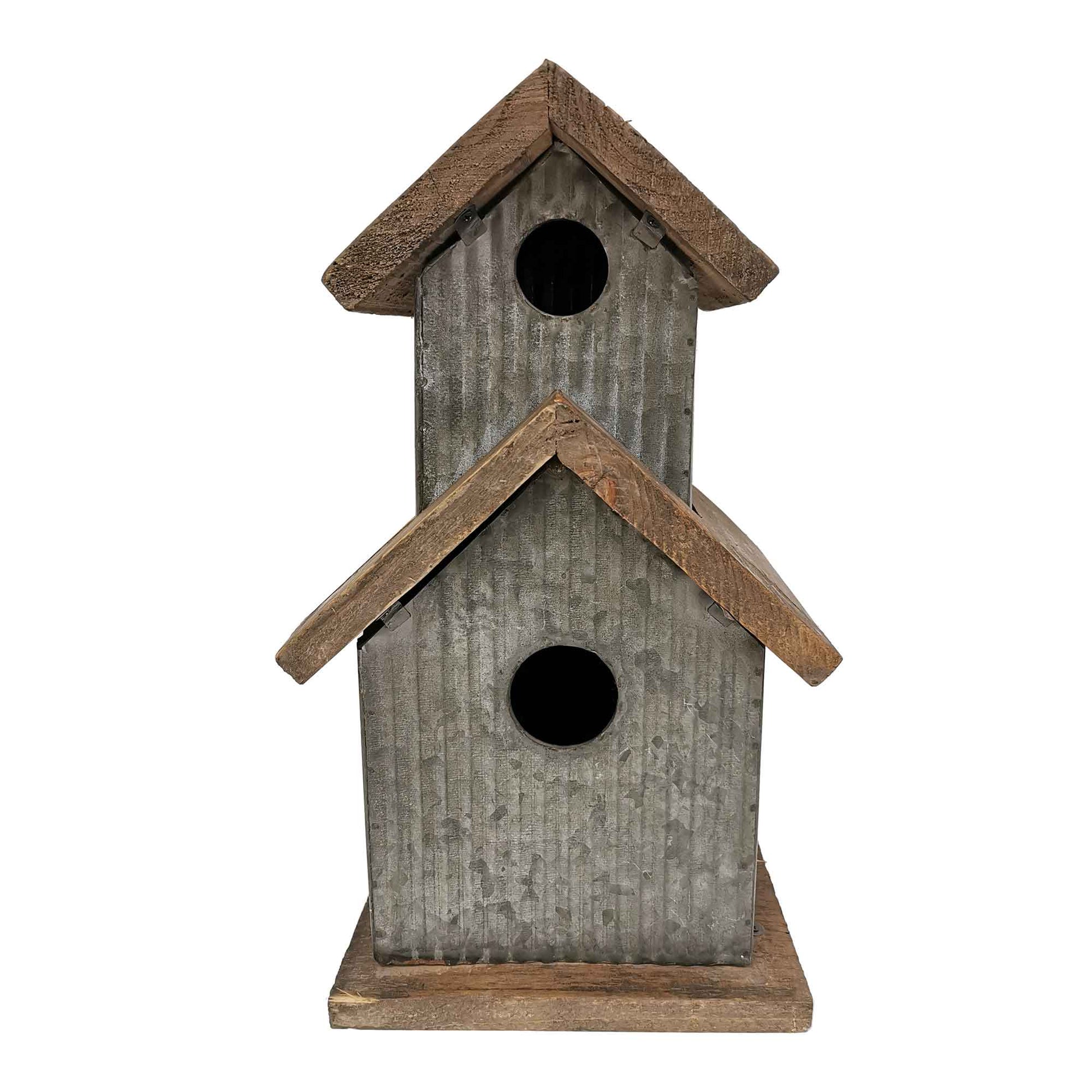 Rustic Wood And Metal Bird House