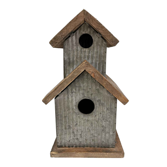 Rustic Wood And Metal Bird House