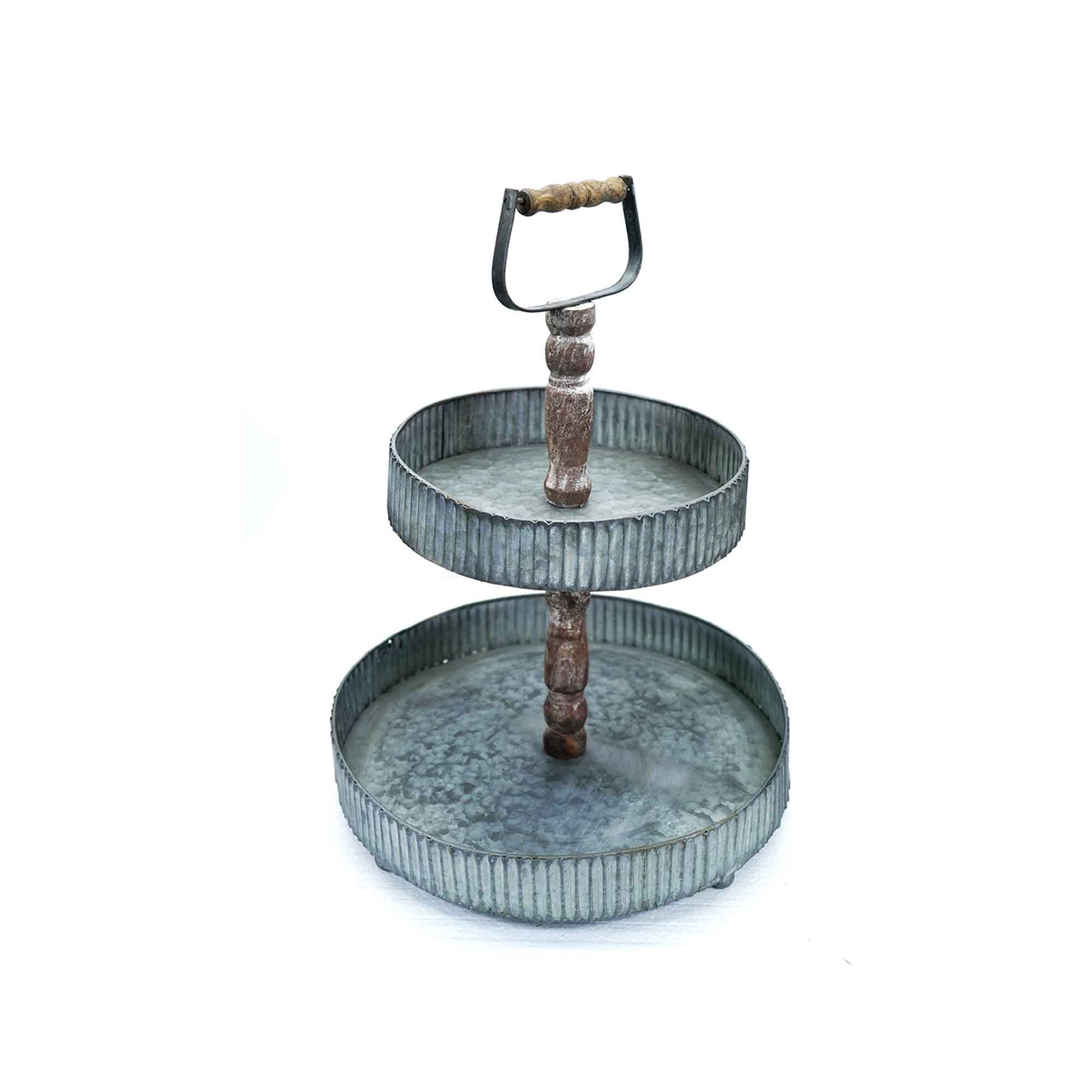 2 Tiered With Handle Decorative Tray