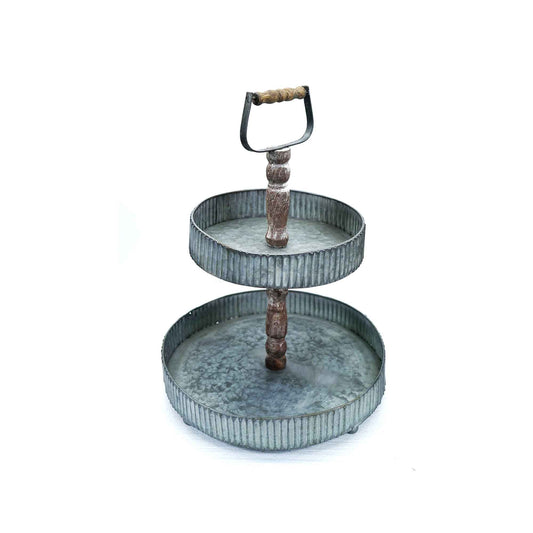 2 Tiered With Handle Decorative Tray