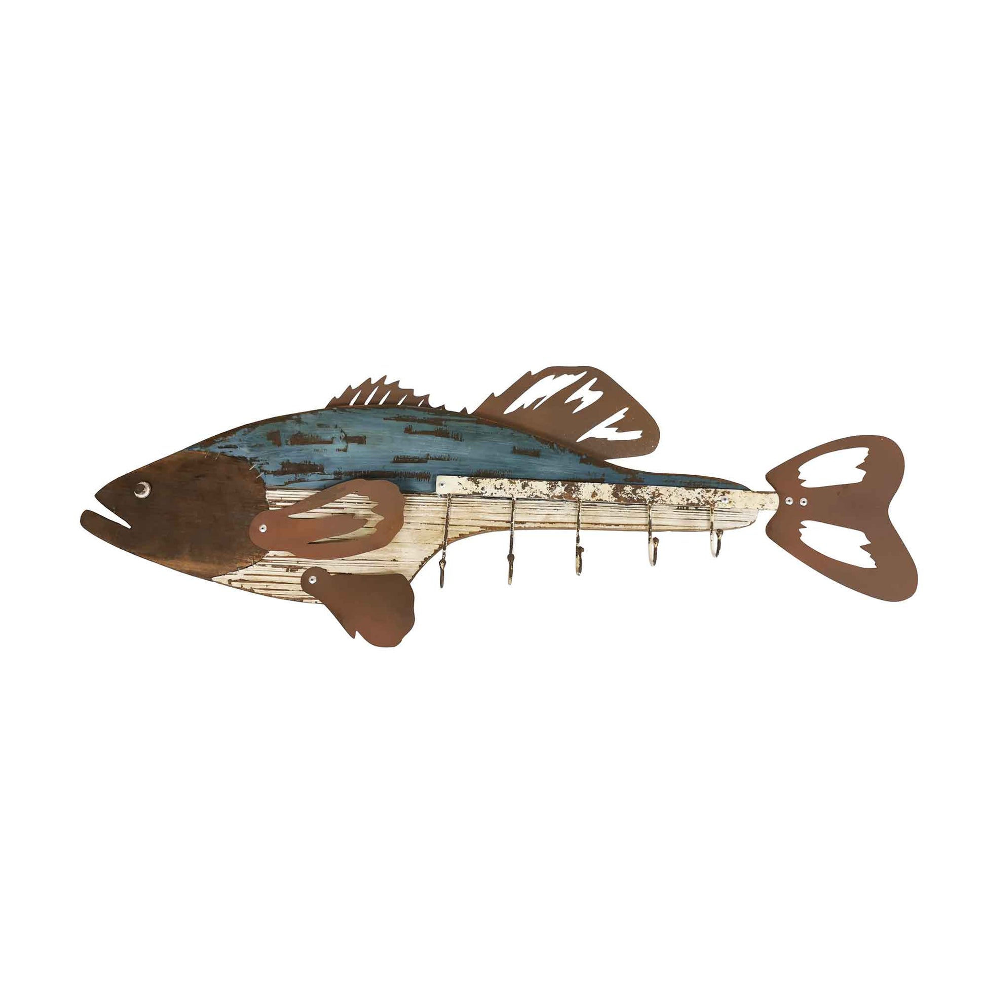Bass Shaped With 5 Hooks Wall Mount Key Holder