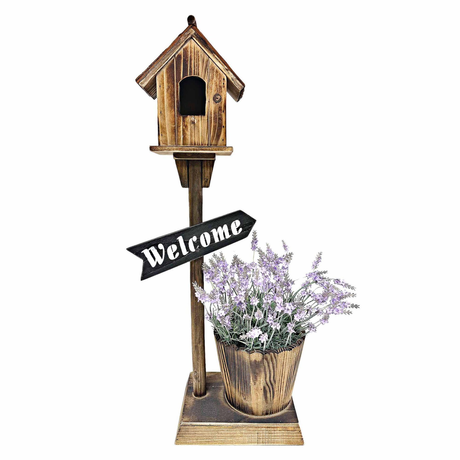 Welcome Sign Birdhouse And Barrel Planter
