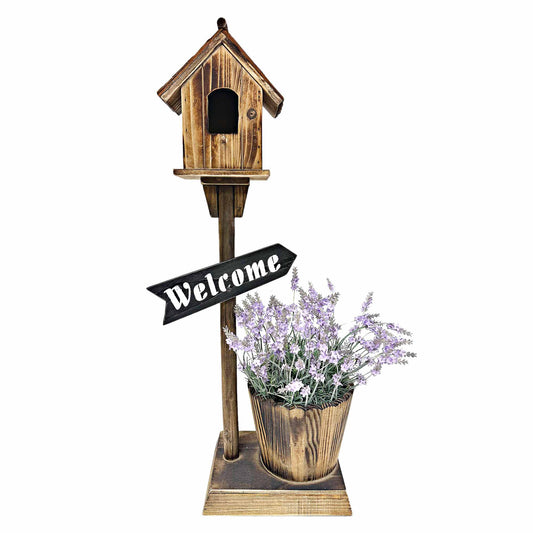 Welcome Sign Birdhouse And Barrel Planter