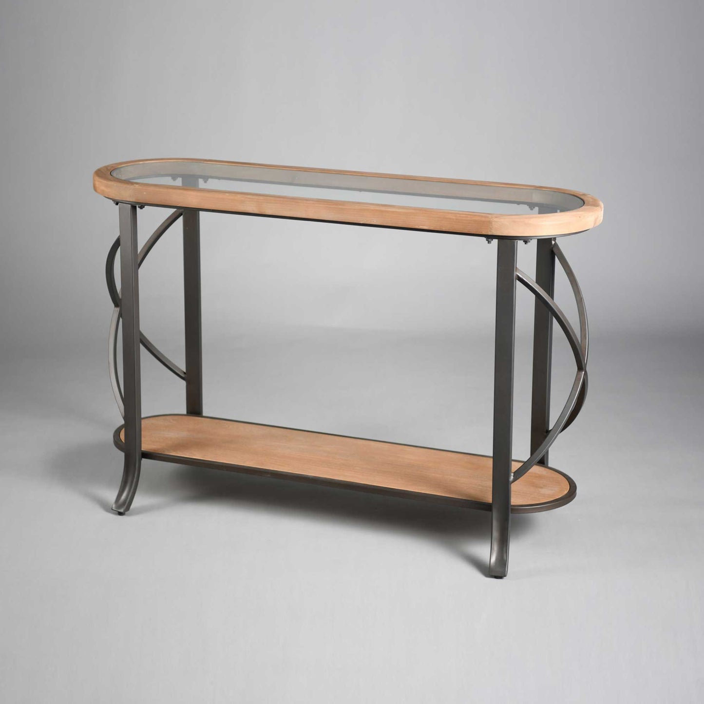 Entryway Oval With Metal Frame Console Table