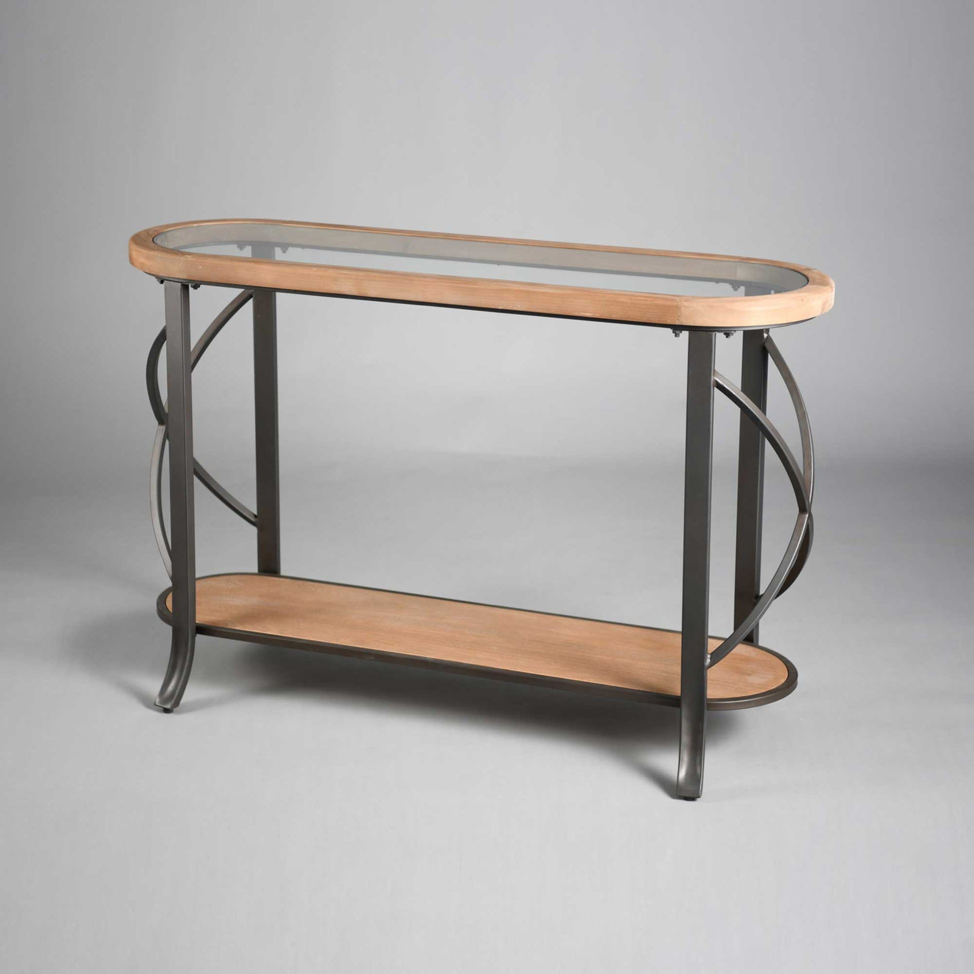 Entryway Oval With Metal Frame Console Table