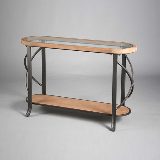 Entryway Oval With Metal Frame Console Table