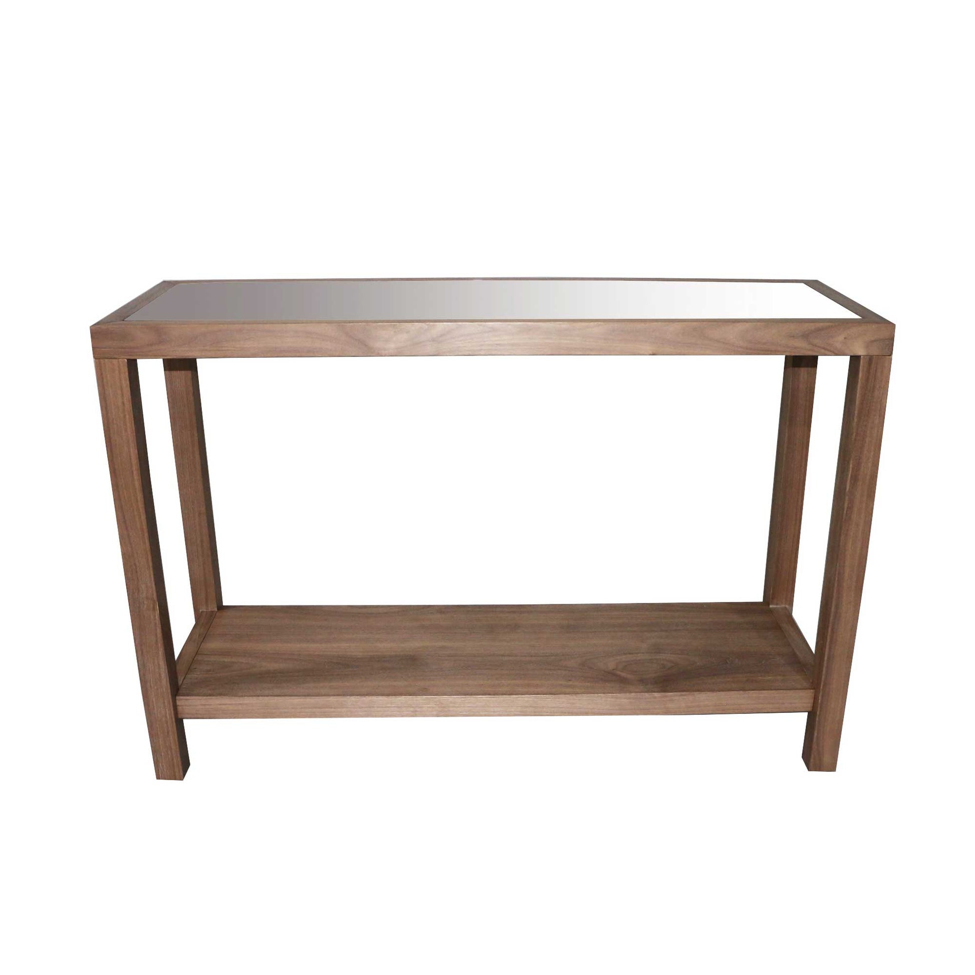 Walnut Frame With Glass Tabletop Console Table