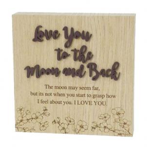 6"X6" Wood Grain Blocks-Love You To The Moon And Back Block Sign