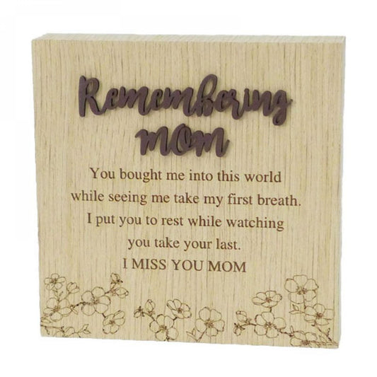 6"X6" Wood Grain Blocks-Remembering Mom Block Sign