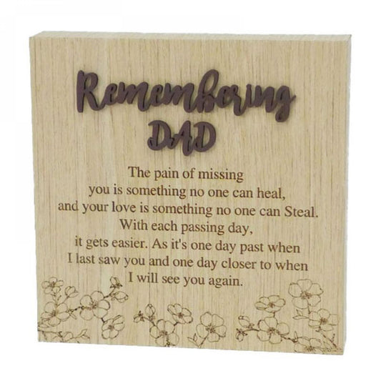 6"X6" Wood Grain Blocks-Remembering Dad Block Sign