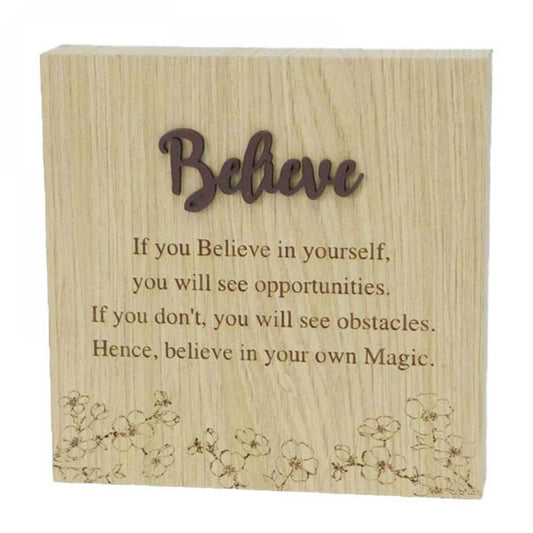 6"X6" Wood Grain Blocks-Believe Block Sign