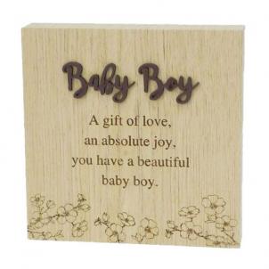 6"X6" Wood Grain Blocks-Baby Boy Block Sign