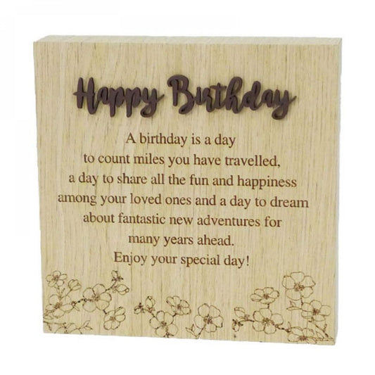 6"X6" Wood Grain Blocks-Happy Birthday Block Sign