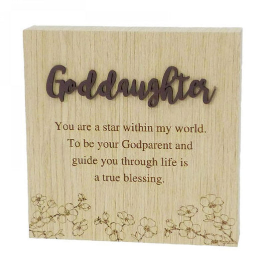 6"X6" Wood Grain Blocks-Goddaughter Block Sign