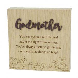 6"X6" Wood Grain Blocks-Godmother Block Sign