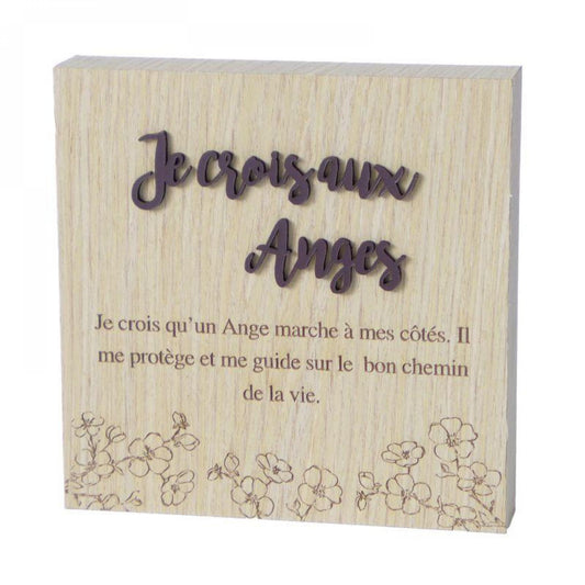 Je Crois Aux Anges - With Text Block Sign