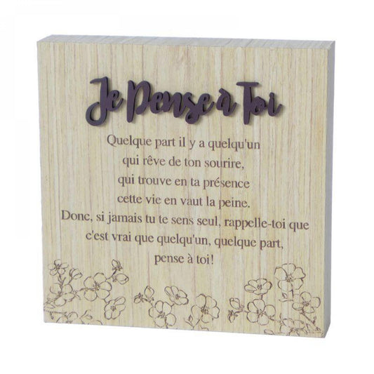 Je Pense À Toi - With Text Block Sign