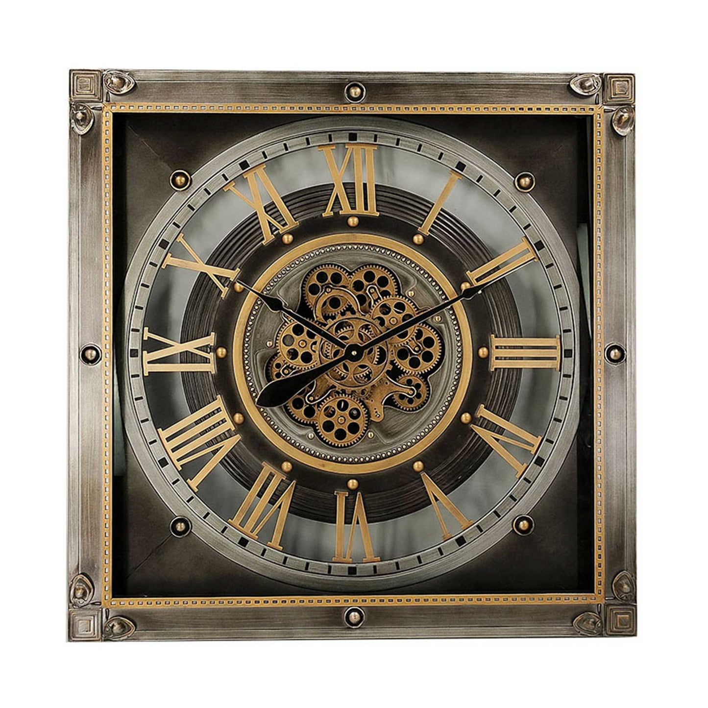 Moving Gears With Roman Numerals Wall Clock