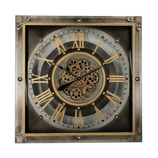 Moving Gears With Roman Numerals Wall Clock
