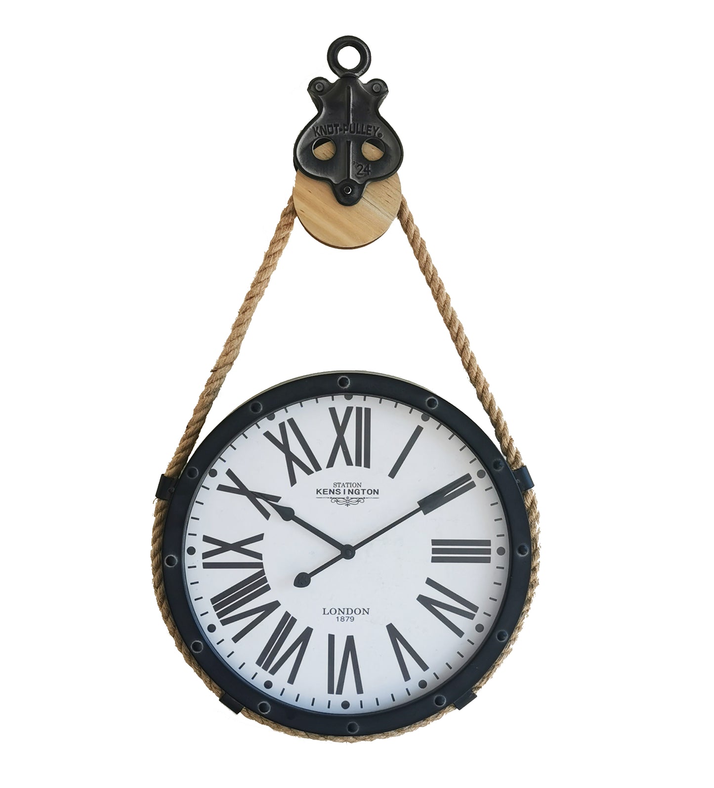 Boat Pulley With Roman Numerals Wall Clock