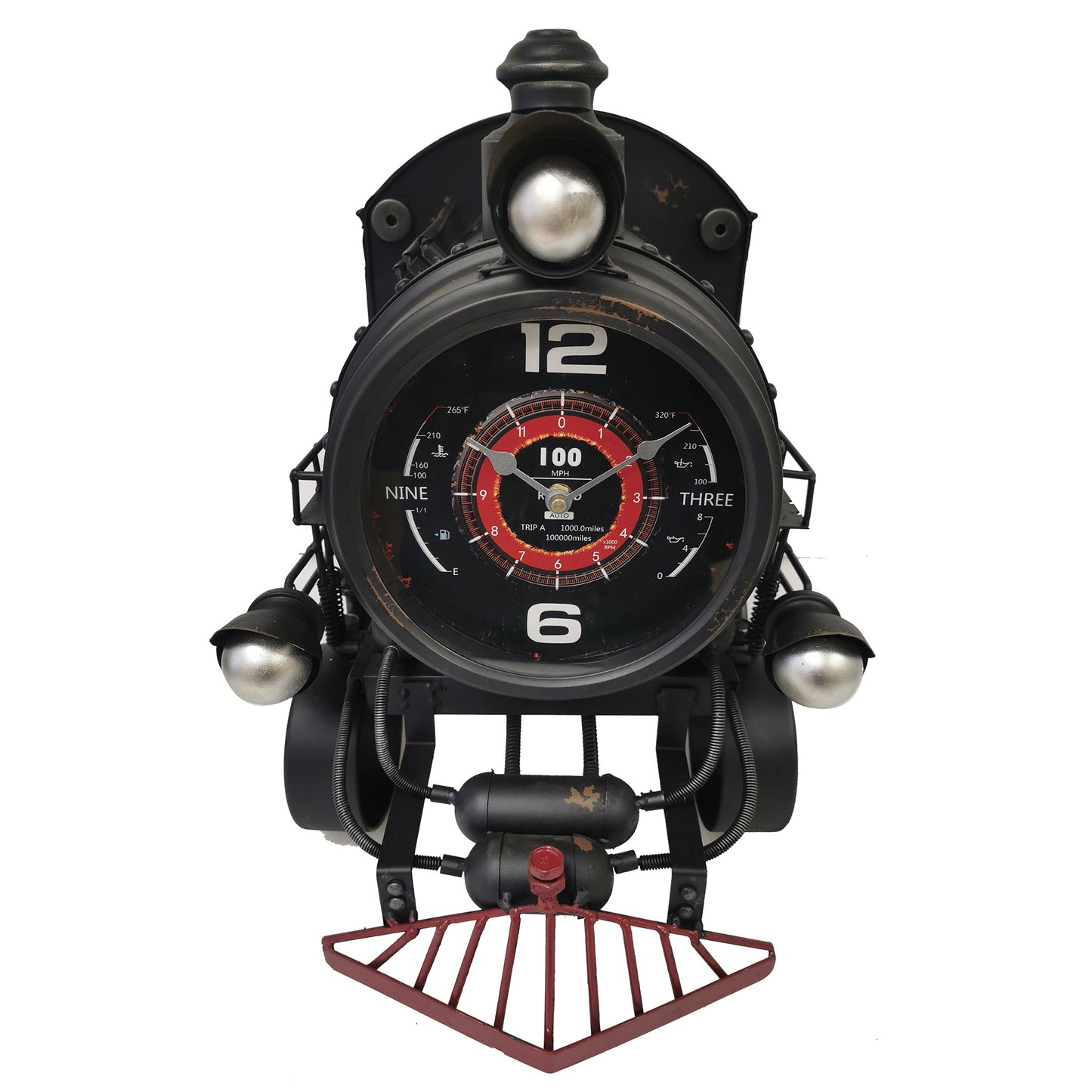 Distressed Look Locomotive With 6 Wheels Table Clock