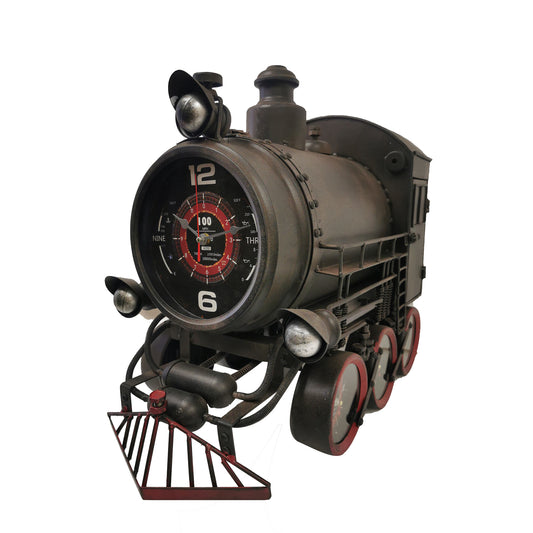 Locomotive Engine With Time Zone Wheels And Storage Table Clock