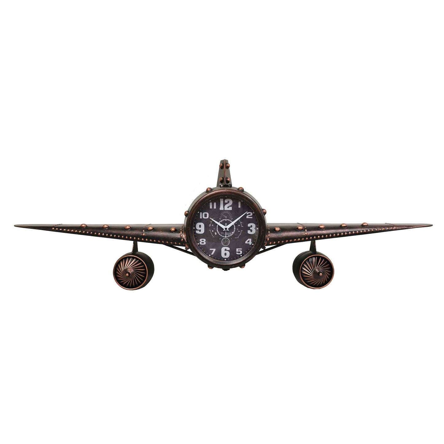 Oversize Metallic Airplane Wall Clock